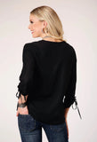 Roper Womens Long Sleeve Pullover Rayon Challis V Neck Blouse Western Shirt With Embroidery Decoration - Roper