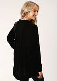 Roper Womens Long Sleeve Black Velvet Tunic Top Blouse - Roper