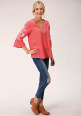 Roper Womens Long Sleeve Rayon Challis Peasant Top Blouse - Roper - Flyclothing LLC