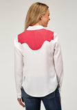 Roper Womens Long Sleeve Snap Rayon Challis Retro Western Shirt With Contrast Yokes Smile Pockets And Embroidery - Roper