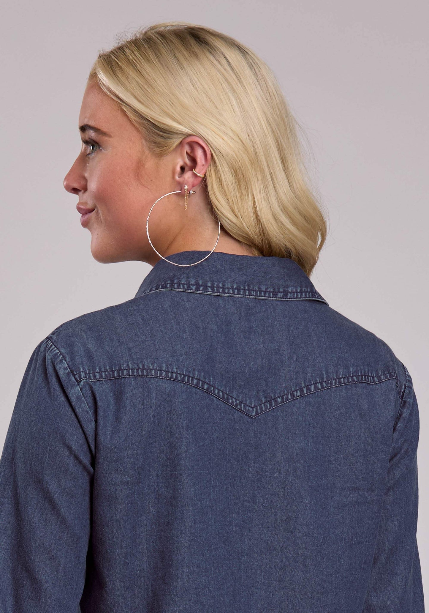 Womens Roper Dark Blue Denim Cropped Blouse - Roper - Flyclothing LLC