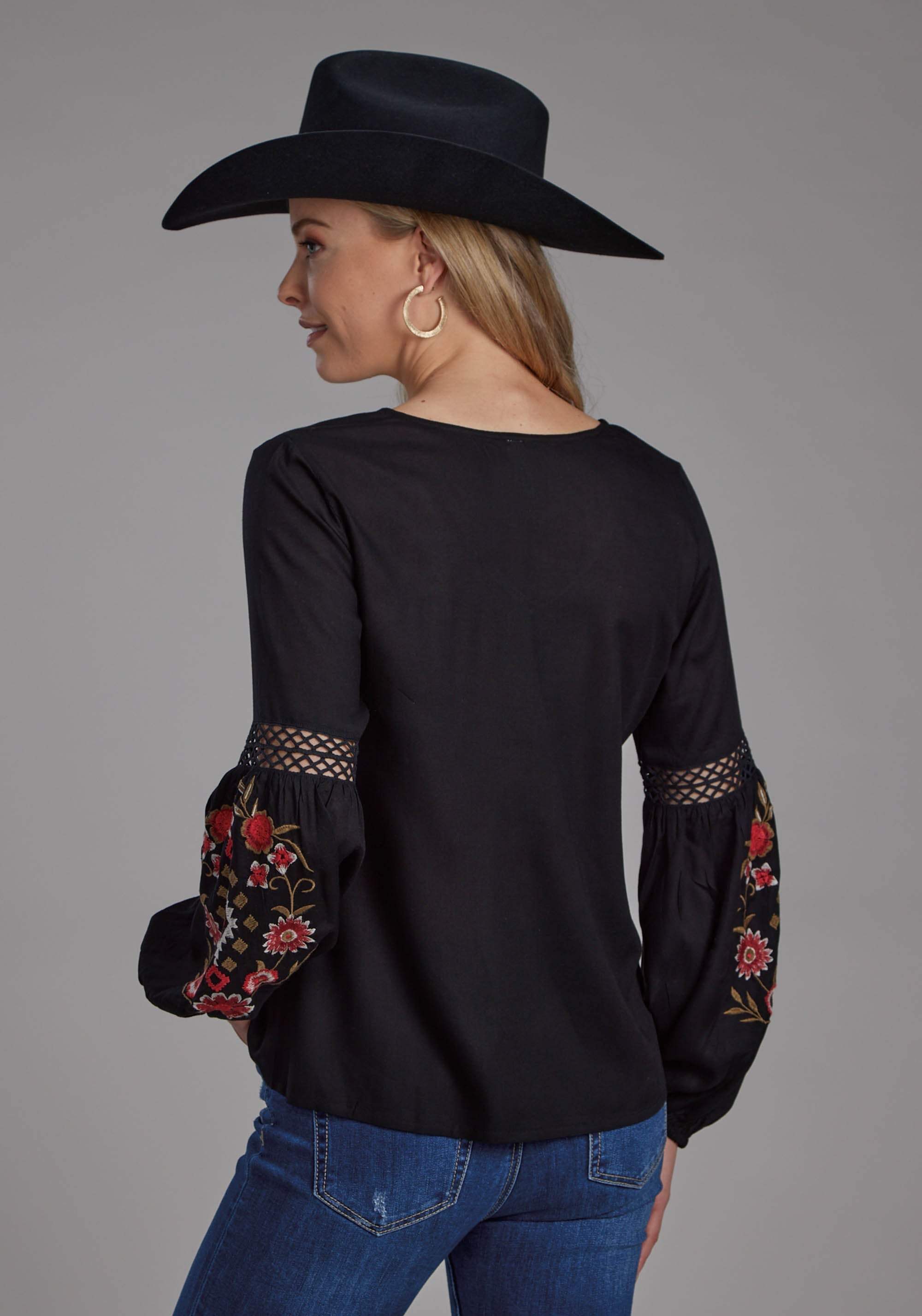 Roper Womens Solid Rayon Challis Blouse Long Sleeve Pullover Western Shirt - Roper - Flyclothing LLC