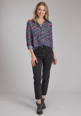 Roper Womens "gem Floral" Print Georgette Long Sleeve Button Western Shirt