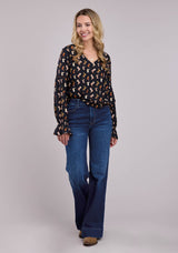 Roper Womens Long Sleeve Pullover Boot Printed Rayon Peasant Blouse Western Shirt