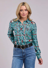 Roper Womens Long Sleeve Snap Scarf Print Rayon Western Blouse Western Shirt - Roper - Flyclothing LLC