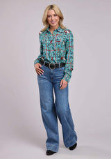 Roper Womens Long Sleeve Snap Scarf Print Rayon Western Blouse Western Shirt - Roper - Flyclothing LLC