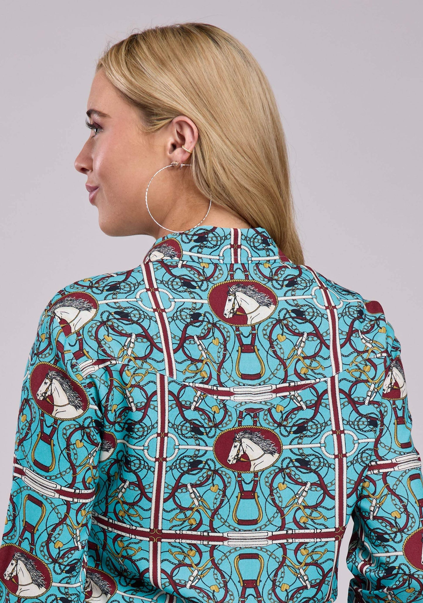 Roper Womens Long Sleeve Snap Scarf Print Rayon Western Blouse Western Shirt - Roper - Flyclothing LLC