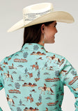 Roper Womens Long Sleeve Snap Desert Toile Print Rayon Western Blouse - Roper