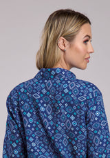 Womens Roper Blue Aztec Western Blouse