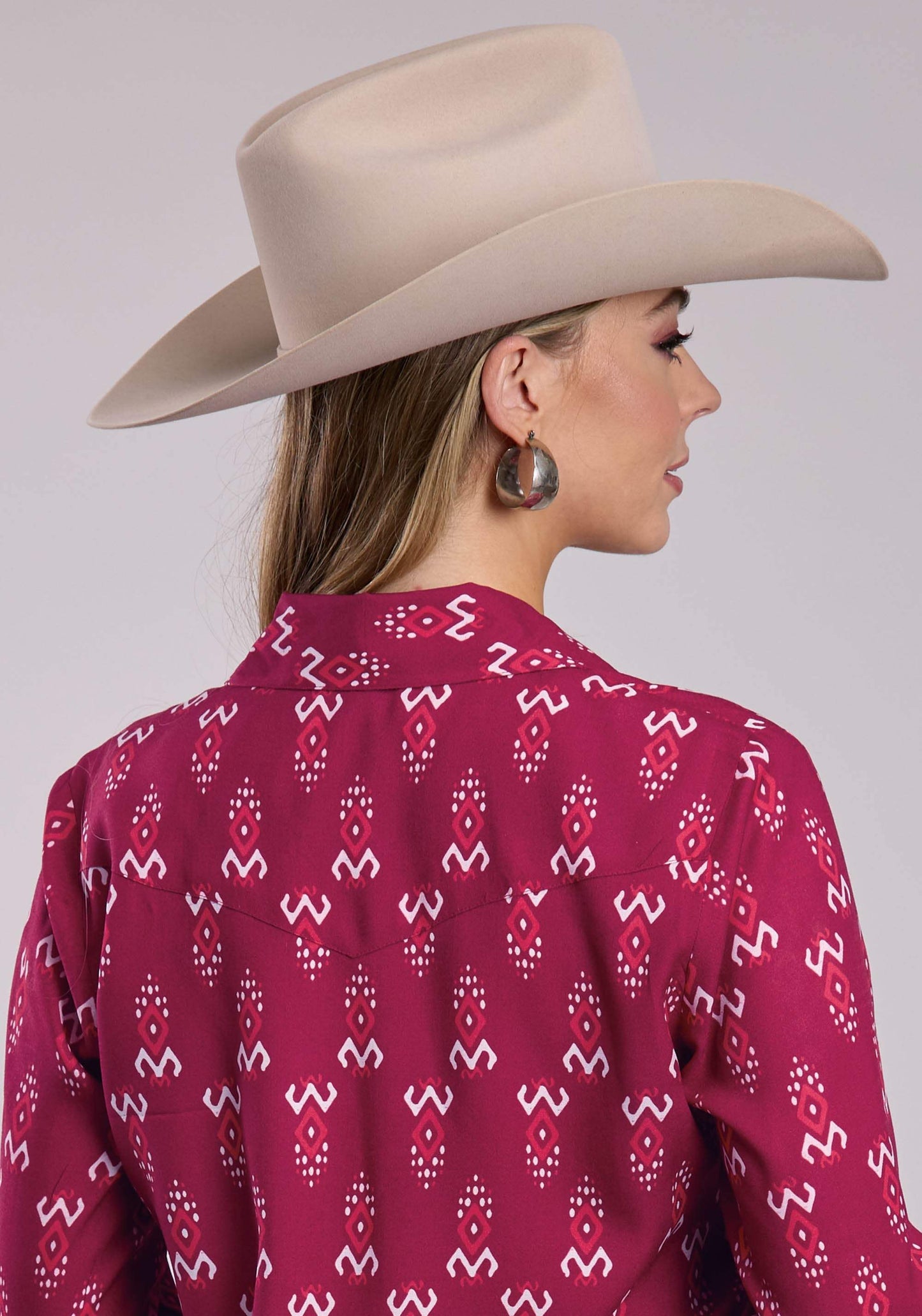 Womens Roper Raspberry Printed Rayon Long Sleeve Snap Shirt - Roper - Flyclothing LLC