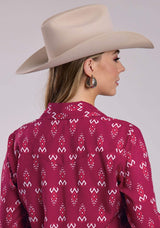 Womens Roper Raspberry Printed Rayon Long Sleeve Snap Shirt - Roper - Flyclothing LLC