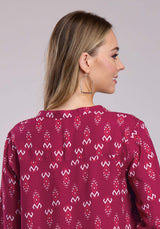 Womens Roper Raspberry Printed Rayon Long Sleeve Button Shirt - Roper - Flyclothing LLC