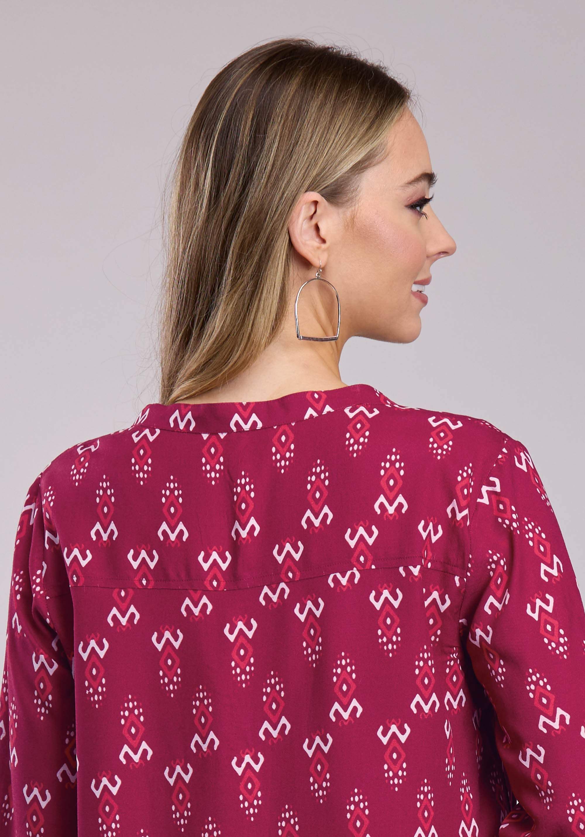 Womens Roper Raspberry Printed Rayon Long Sleeve Button Shirt - Roper - Flyclothing LLC