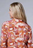 Roper Womens Long Sleeve Snap Groovy Cacti Print Rayon Western Blouse Curved Front And Back Yokes - Roper