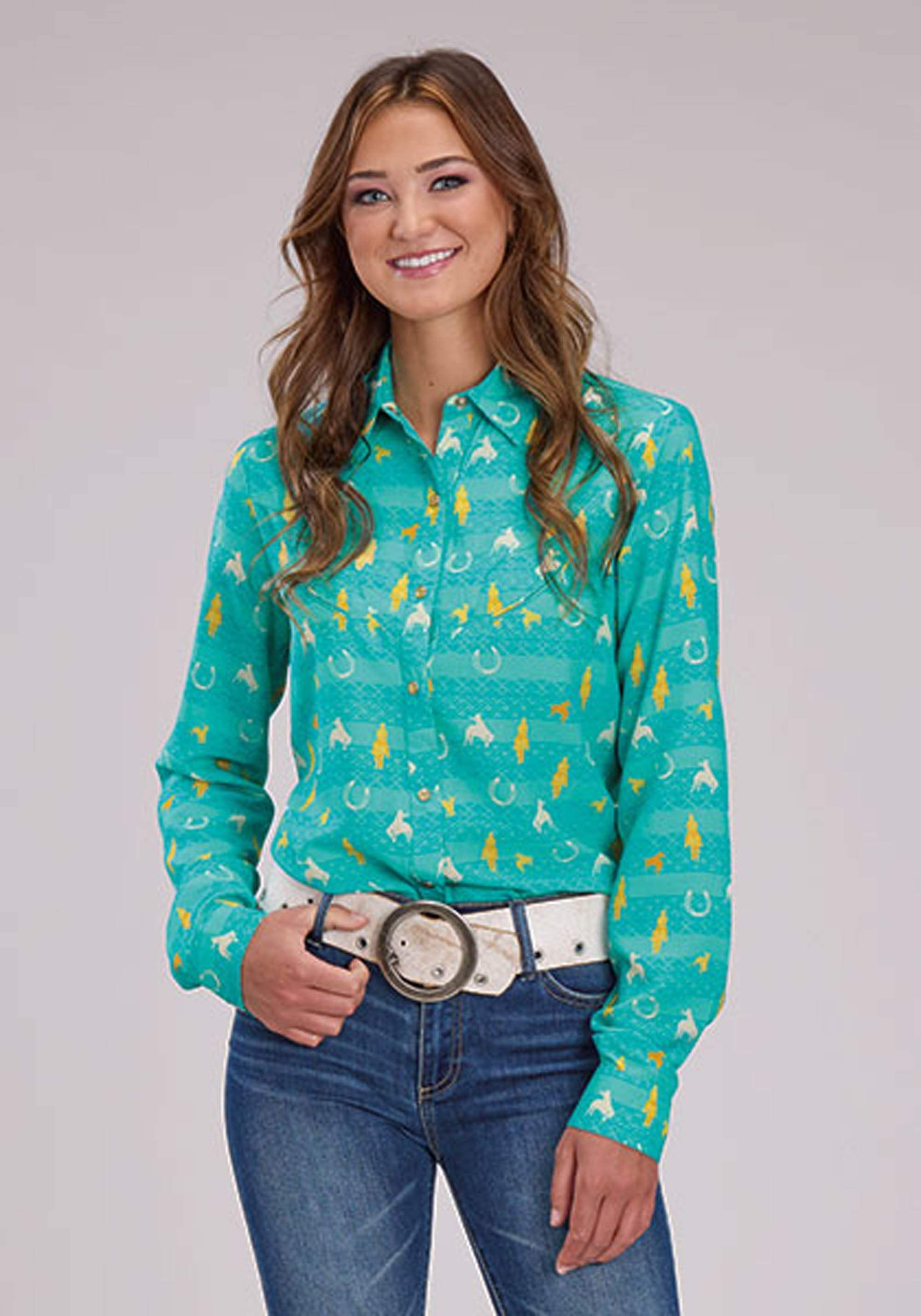 Roper Womens Vintage Aztec Print Western Blouse Long Sleeve Snap Western Shirt - Roper - Flyclothing LLC