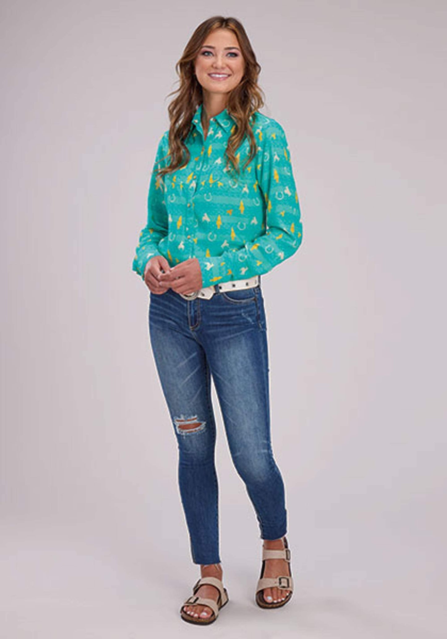 Roper Womens Vintage Aztec Print Western Blouse Long Sleeve Snap Western Shirt - Roper - Flyclothing LLC
