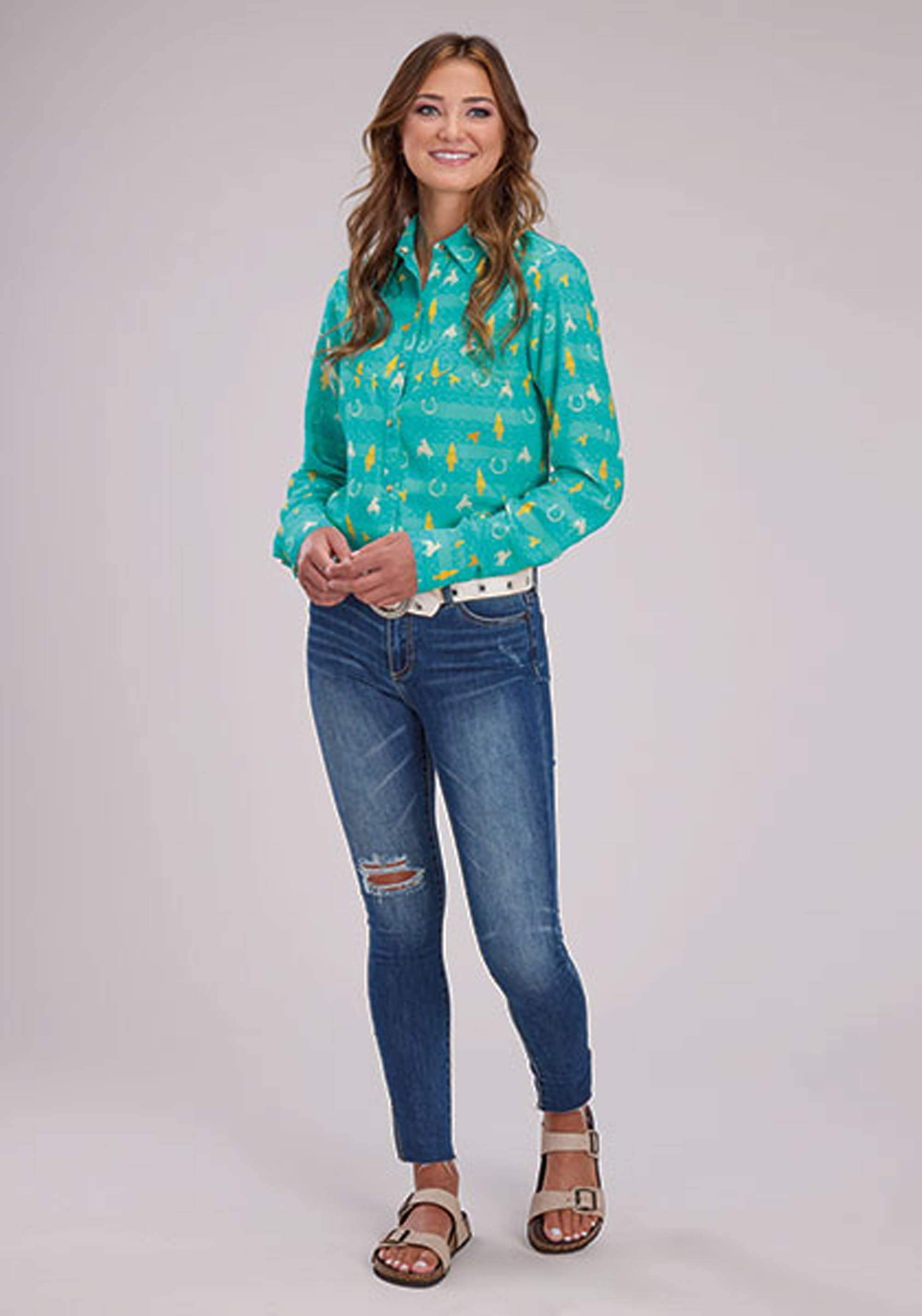 Roper Womens Vintage Aztec Print Western Blouse Long Sleeve Snap Western Shirt - Roper - Flyclothing LLC