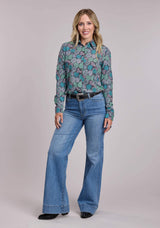 Womens Roper Poly Crepe Print Long Sleeve Snap Shirt - Roper - Flyclothing LLC