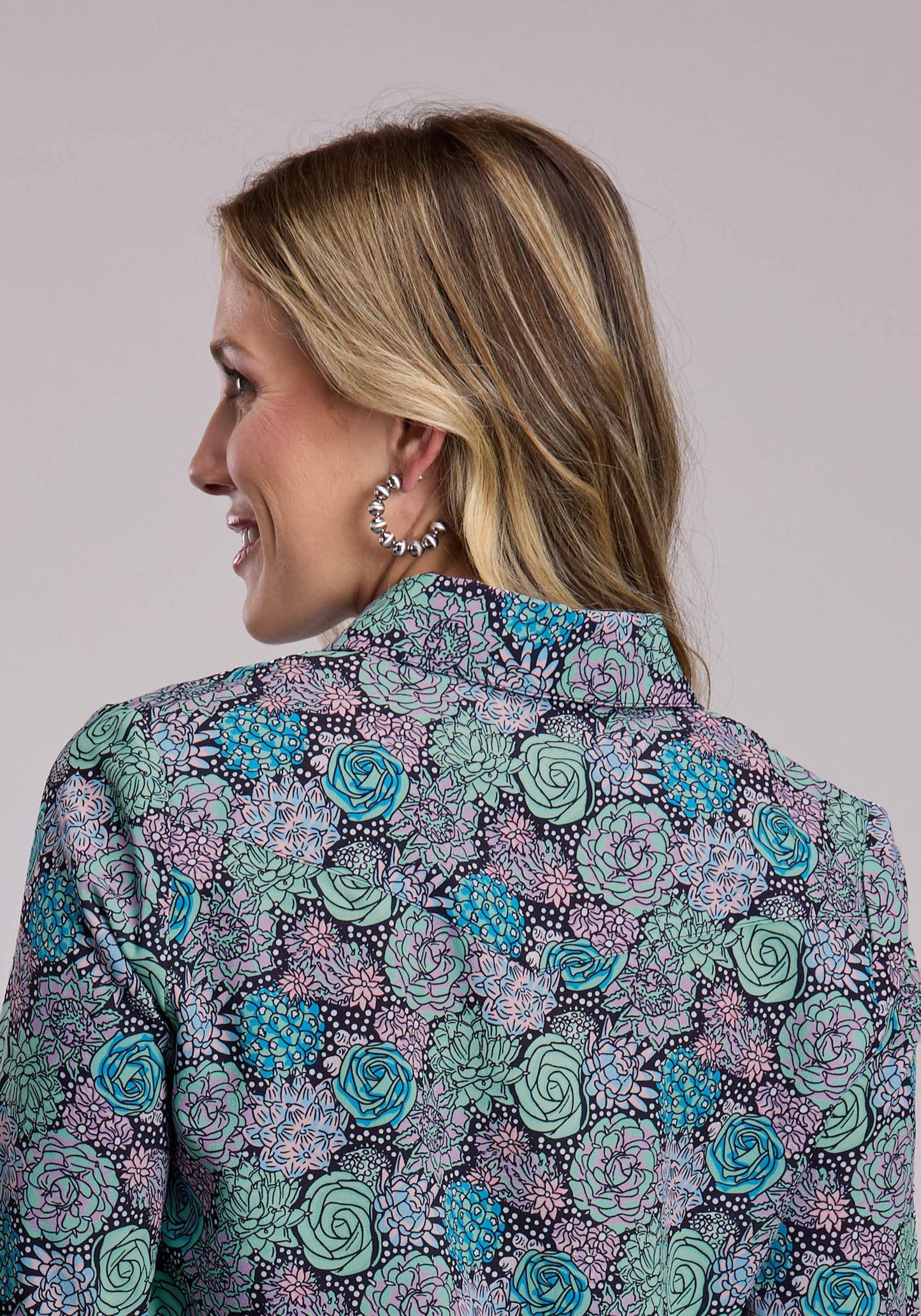 Womens Roper Poly Crepe Print Long Sleeve Snap Shirt - Roper - Flyclothing LLC