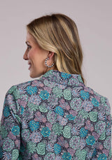 Womens Roper Poly Crepe Print Long Sleeve Snap Shirt - Roper - Flyclothing LLC