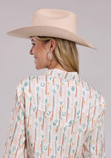 Womens Roper Checker Stripe Printed Rayon Long Sleeve Snap Shirt - Roper - Flyclothing LLC