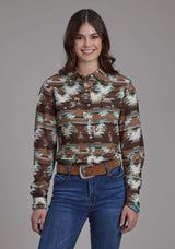 Roper Womens Icon Aztec Printed Rayon Long Sleeve Snap Western Shirt - Roper - Flyclothing LLC