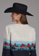 Roper Womens Western Border Printed Rayon Long Sleeve Button Western Shirt - Roper - Flyclothing LLC