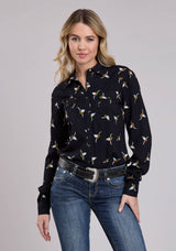 Roper Womens Long Sleeve Snap Skull Print Western Blouse Western Shirt