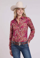 Roper Womens Long Sleeve Snap Rasp Paisley Bandana Print Rayon Western Shirt - Roper - Flyclothing LLC