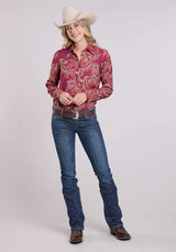 Roper Womens Long Sleeve Snap Rasp Paisley Bandana Print Rayon Western Shirt - Roper - Flyclothing LLC