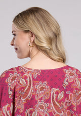 Womens Long Sleeve Pullover Rasp Paisley Bandana Print Rayonr Western Shirt - Roper - Flyclothing LLC