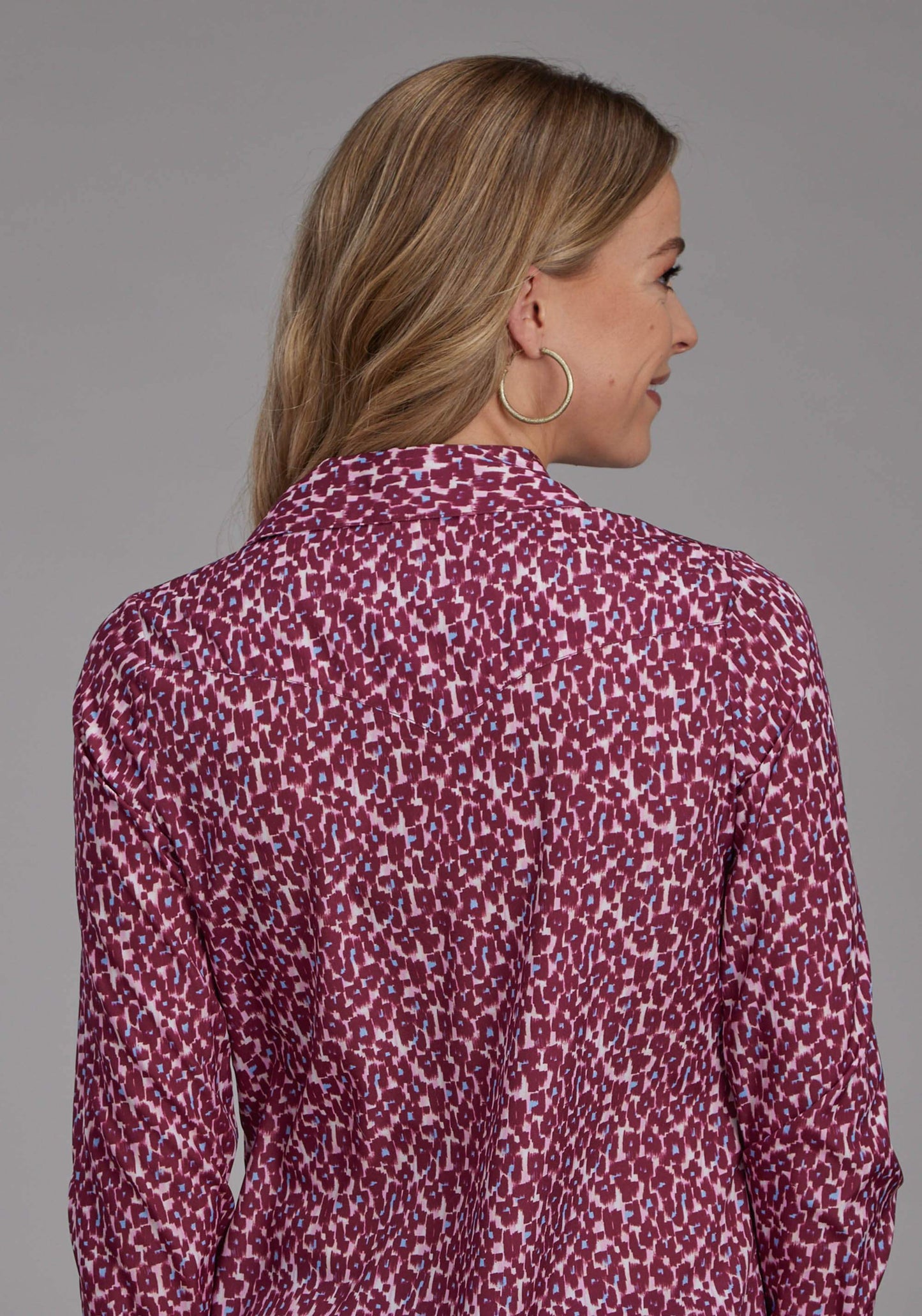 Roper Womens Leopard Print Poly Crepe Blouse Long Sleeve Snap Western Shirt - Roper - Flyclothing LLC