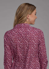 Roper Womens Leopard Print Poly Crepe Blouse Long Sleeve Snap Western Shirt - Roper - Flyclothing LLC