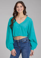 Roper Womens Cotton Seer Sucker Blouse Long Sleeve Button Western Shir