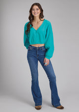 Roper Womens Cotton Seer Sucker Blouse Long Sleeve Button Western Shirt