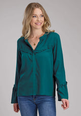 Roper Womens Rayon Challis Peasant Blouse Long Sleeve Button Western Shirt - Roper - Flyclothing LLC