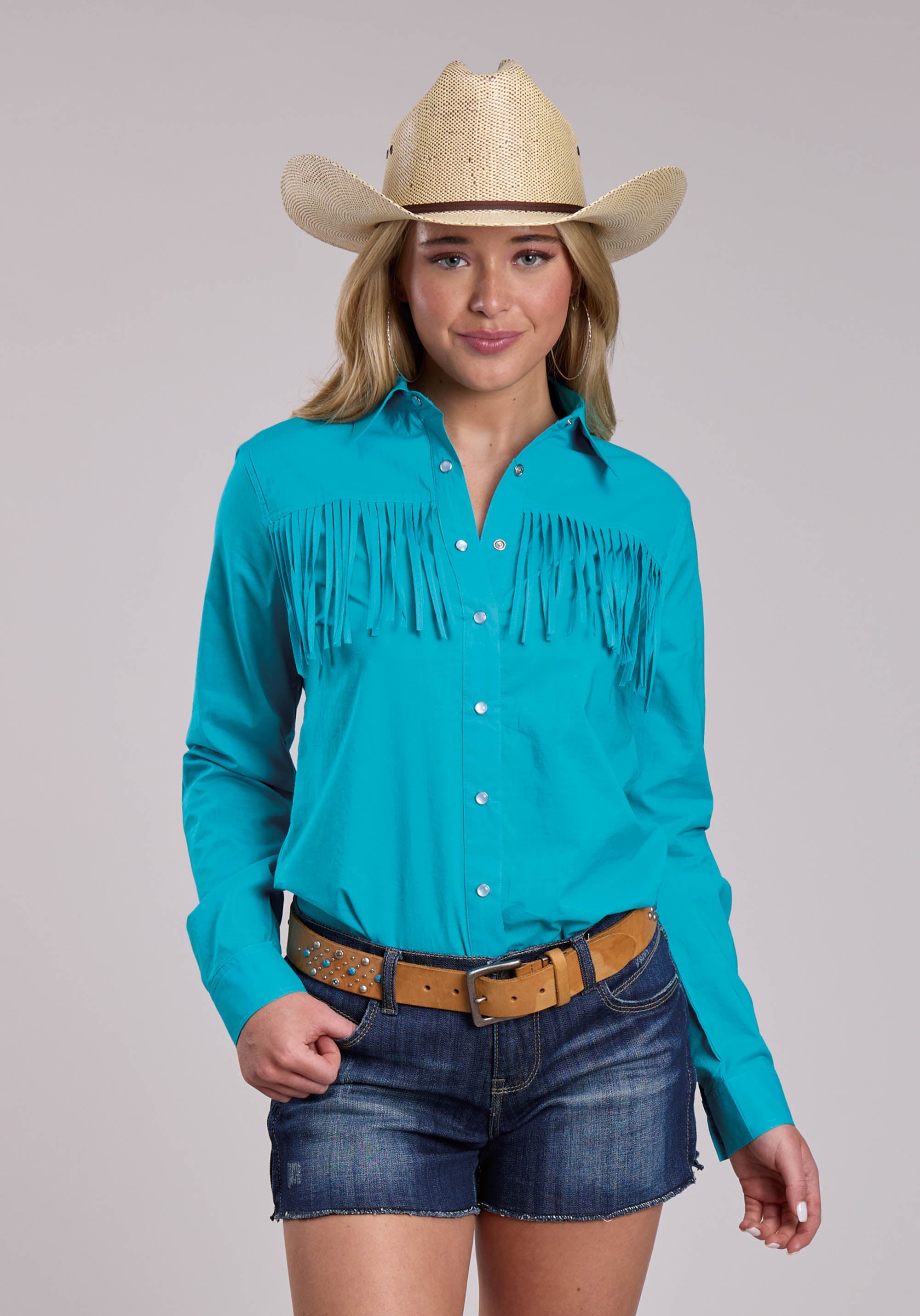 Womens Roper Solid Cotton Western Blouse