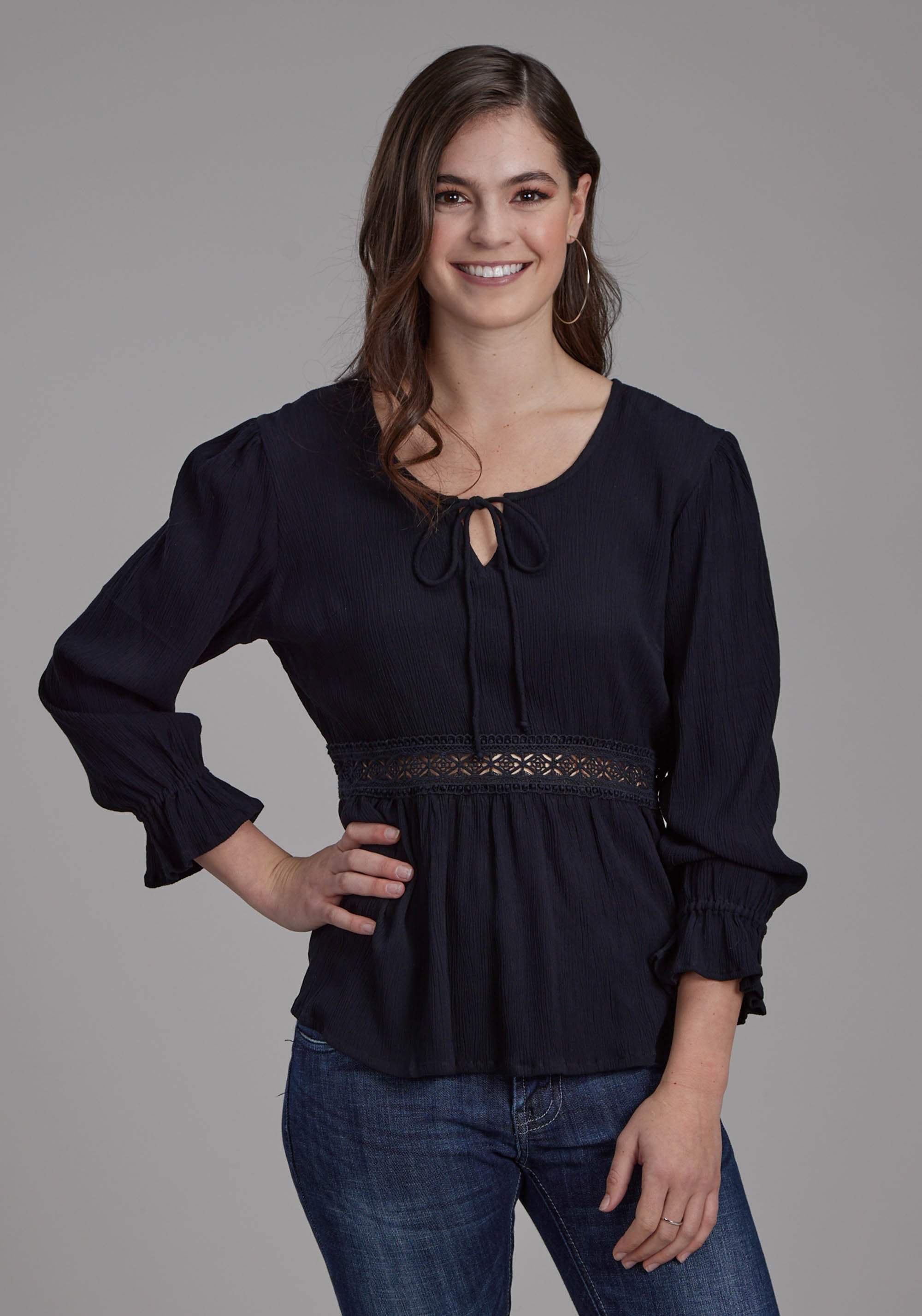 Roper Womens Rayon Crepe Long Sleeve Blouse Long Sleeve Pullover Western Shirt - Roper - Flyclothing LLC
