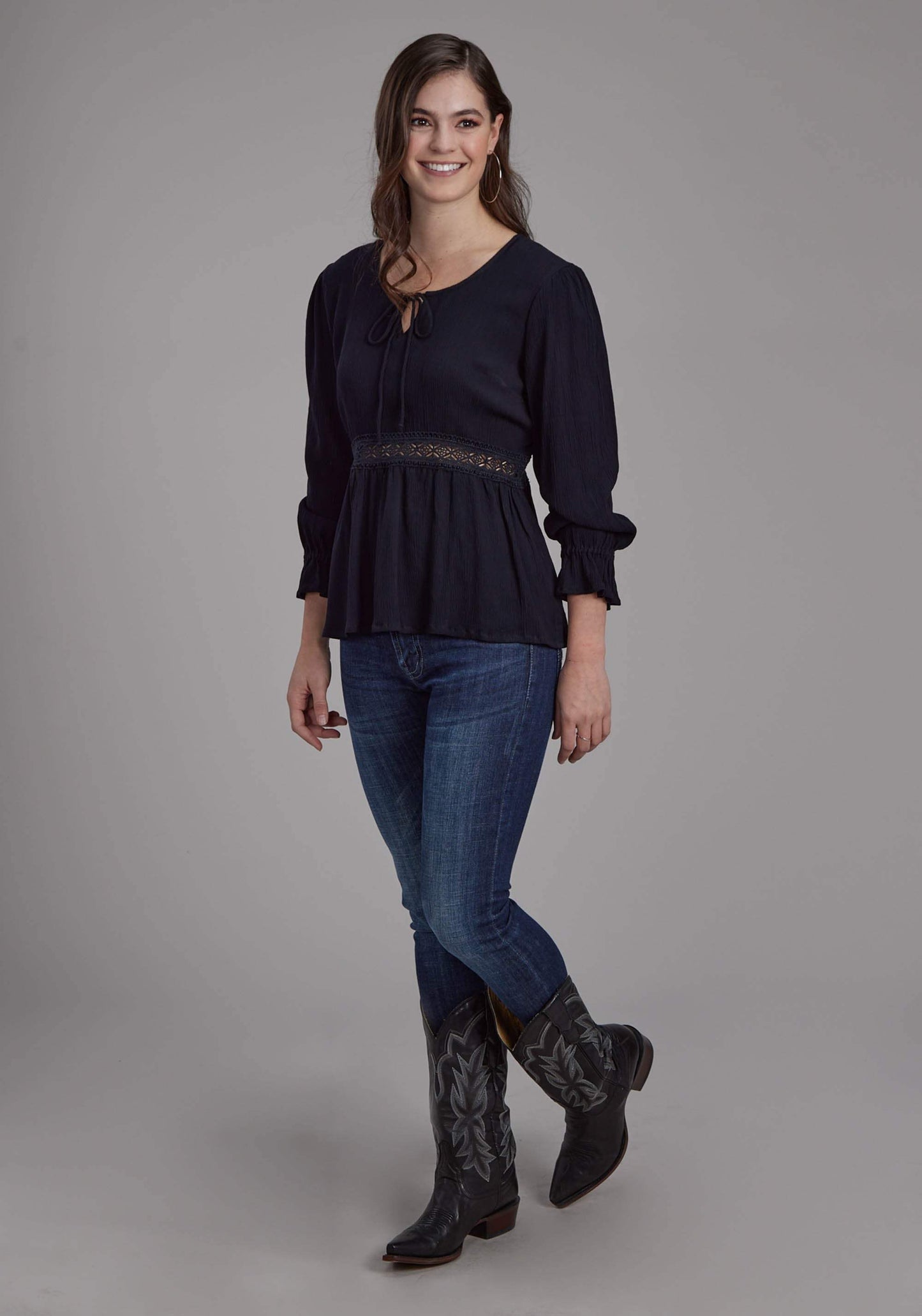 Roper Womens Rayon Crepe Long Sleeve Blouse Long Sleeve Pullover Western Shirt - Roper - Flyclothing LLC