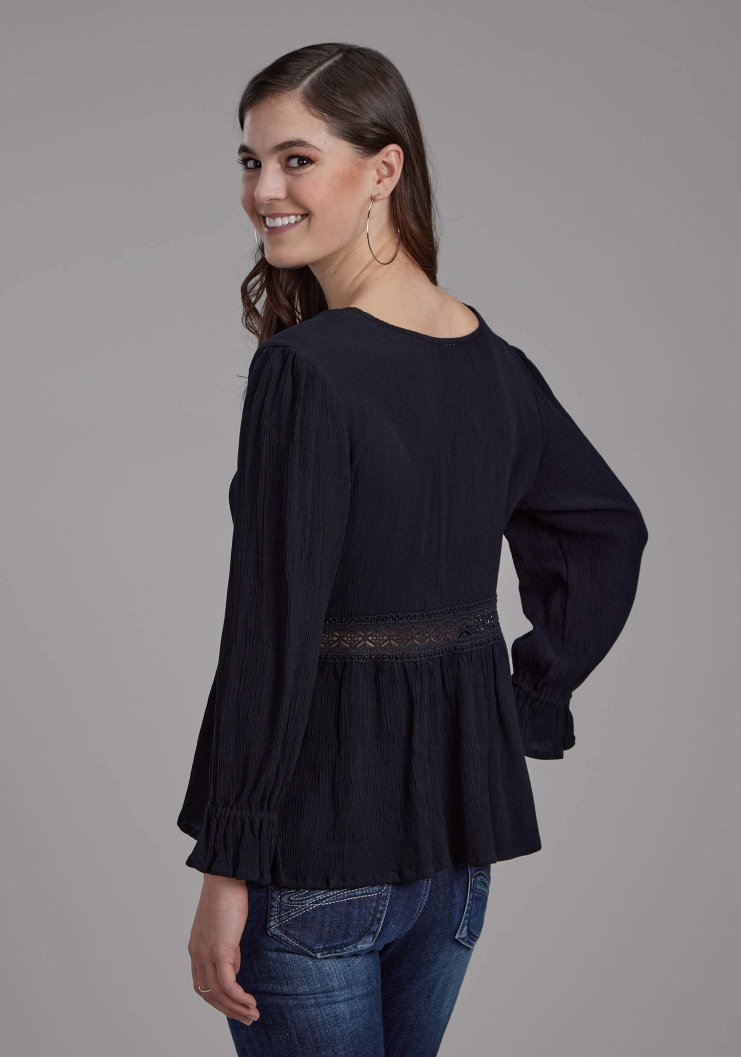 Roper Womens Rayon Crepe Long Sleeve Blouse Long Sleeve Pullover Western Shirt - Roper - Flyclothing LLC