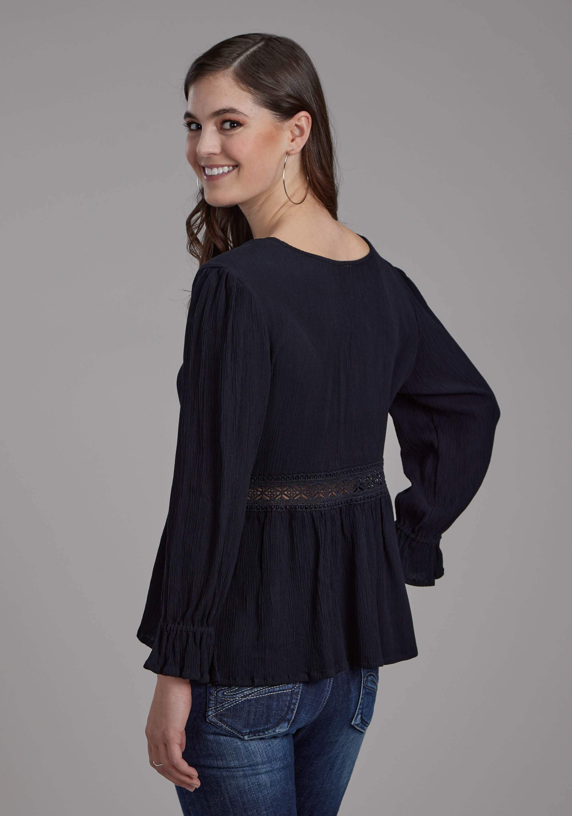 Roper Womens Rayon Crepe Long Sleeve Blouse Long Sleeve Pullover Western Shirt - Roper - Flyclothing LLC