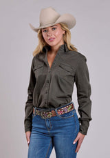 Roper Womens Long Sleeve Button Pigment Dyed Western Shirt - Roper - Flyclothing LLC