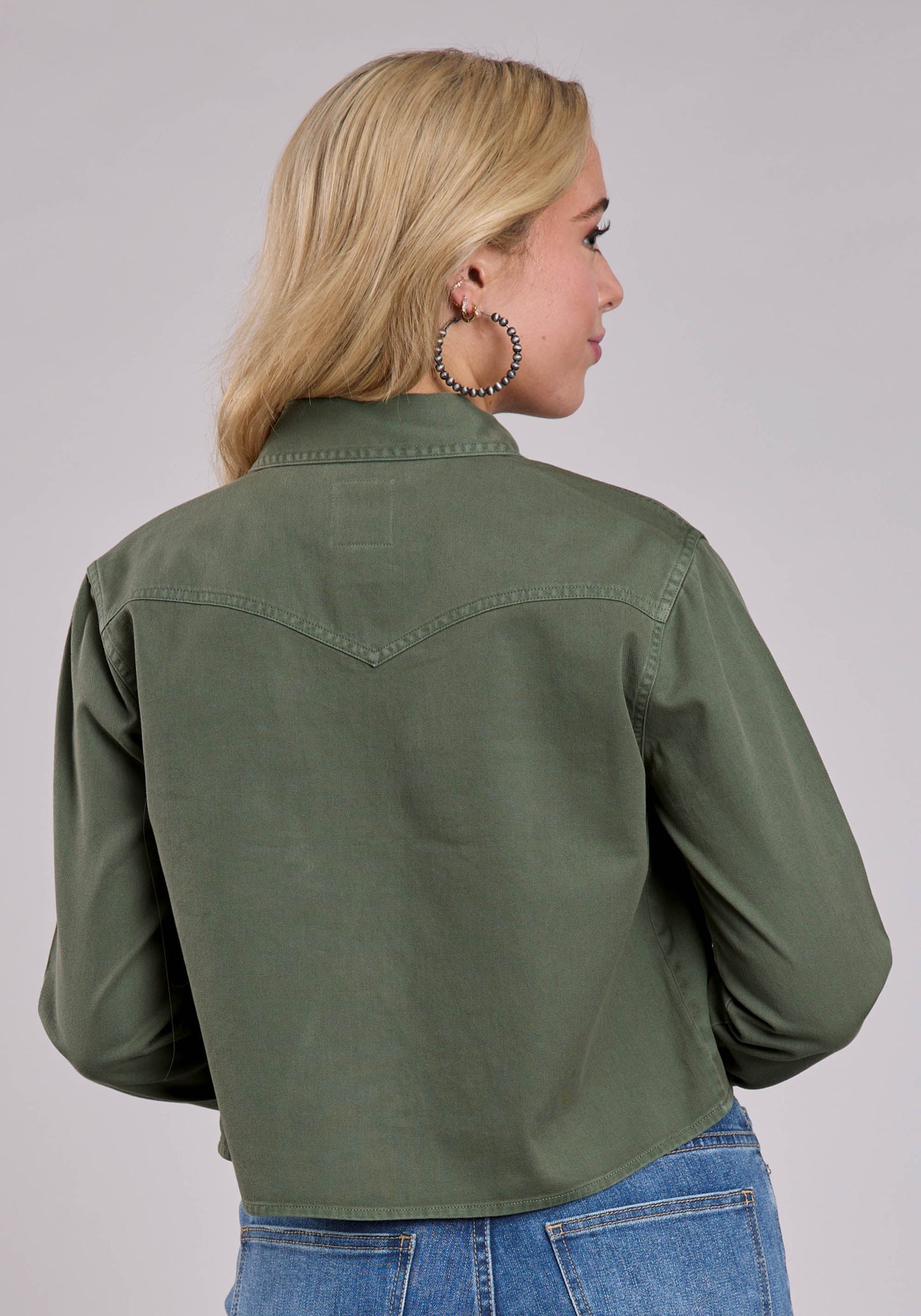 Roper Womens Long Sleeve Button Loden Pigment Dyed Wester Shirt Western Shirt