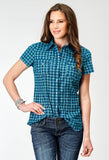 Roper Womens Short Sleeve Snap Scribble Print Western Shirt - Roper