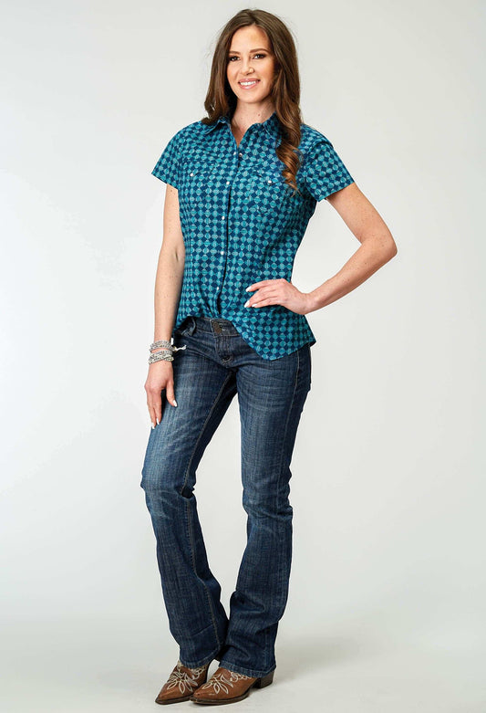 Roper Womens Short Sleeve Snap Scribble Print Western Shirt - Roper - Flyclothing LLC