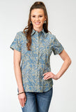Roper Womens Short Sleeve Snap Delft Paisley Western Shirt - Roper