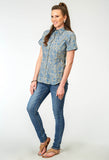 Roper Womens Short Sleeve Snap Delft Paisley Western Shirt - Roper