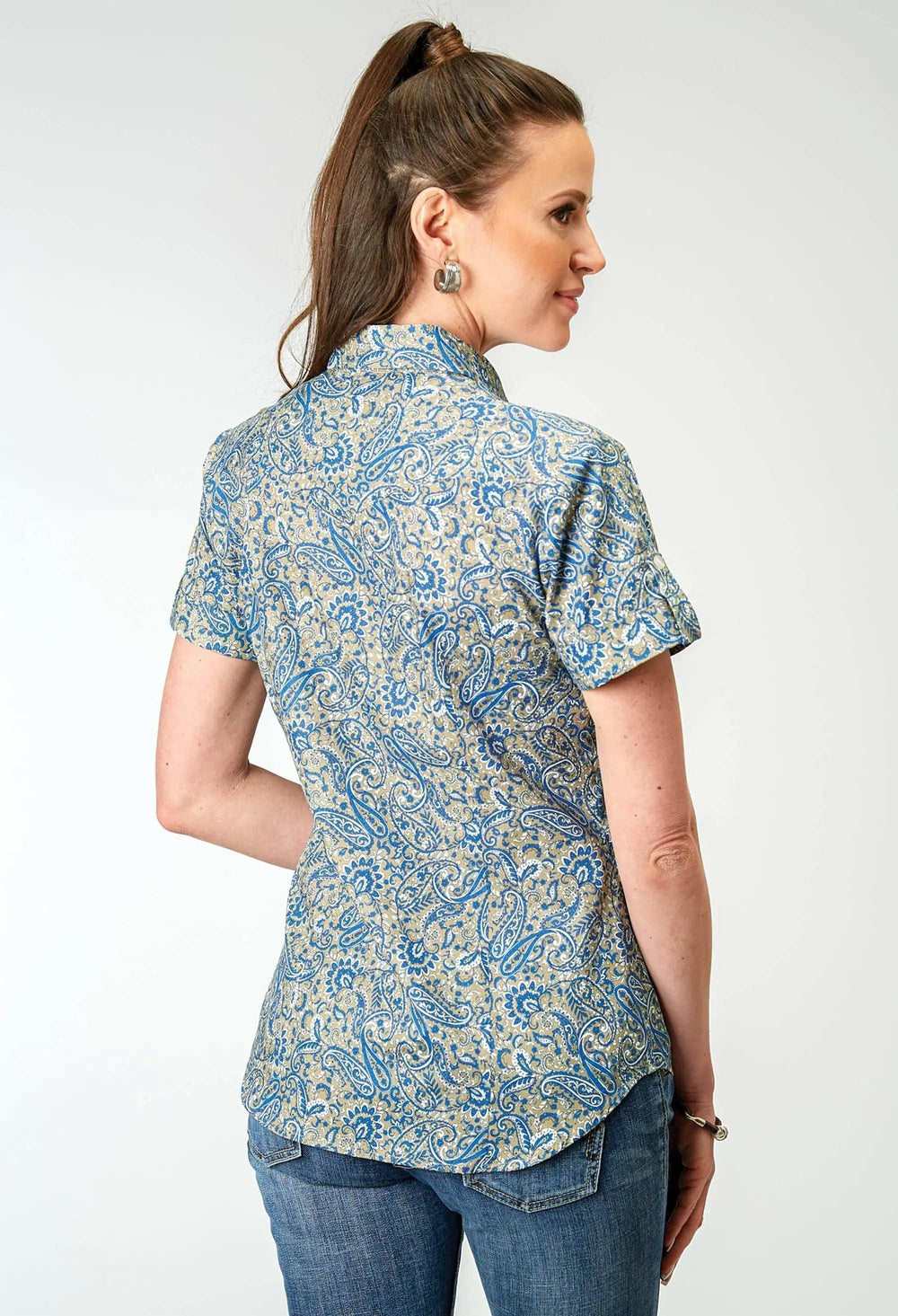 Roper Womens Short Sleeve Snap Delft Paisley Western Shirt - Roper - Flyclothing LLC