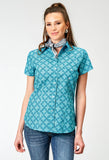 Roper Womens Short Sleeve Snap Lake Medallion Western Shirt - Roper