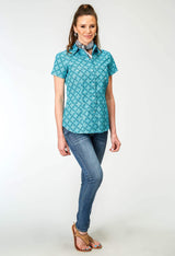 Roper Womens Short Sleeve Snap Lake Medallion Western Shirt - Roper - Flyclothing LLC